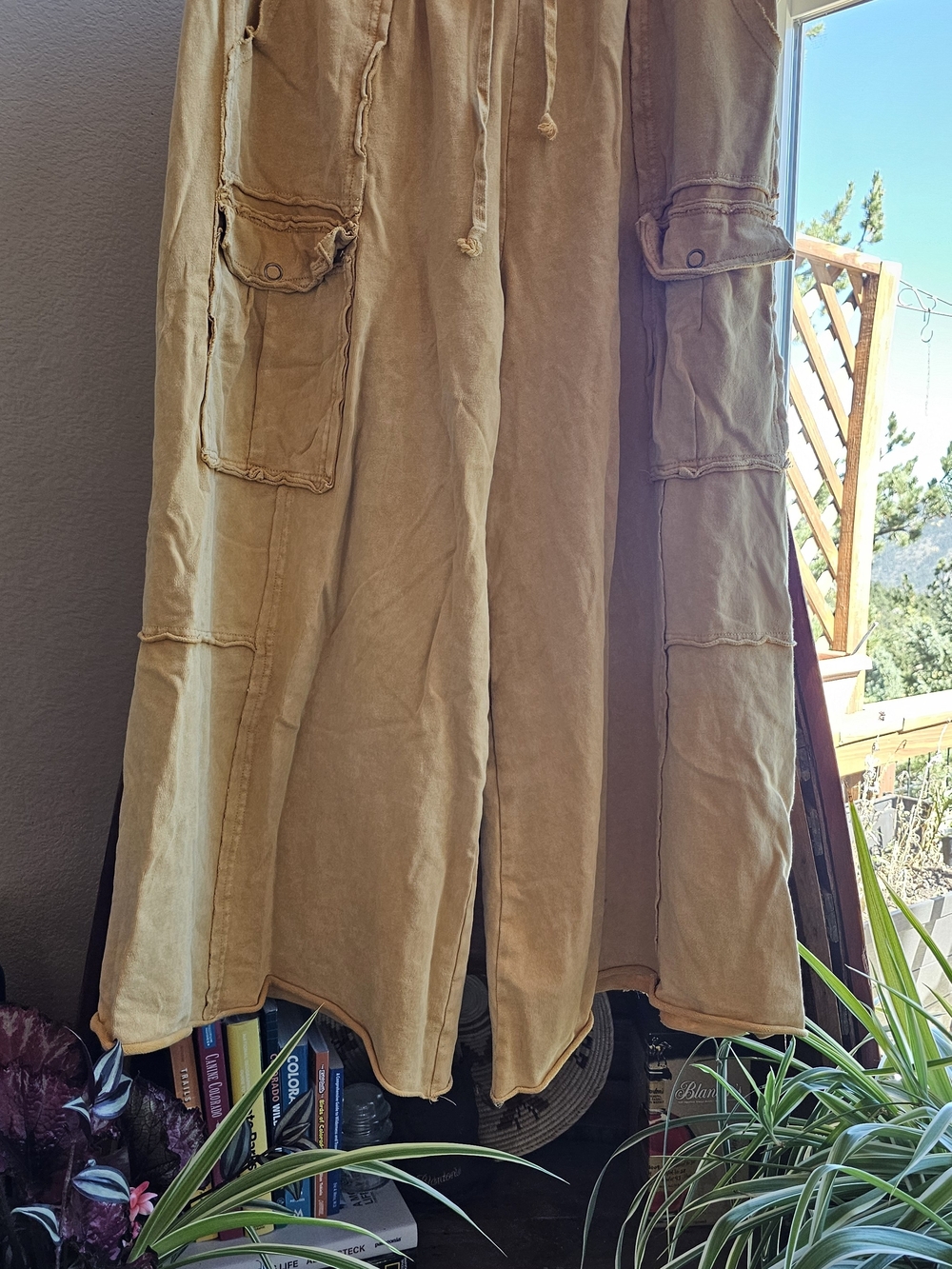 WomensCargo Lounge Pants in Yellow - Casual Drawstring Trousers